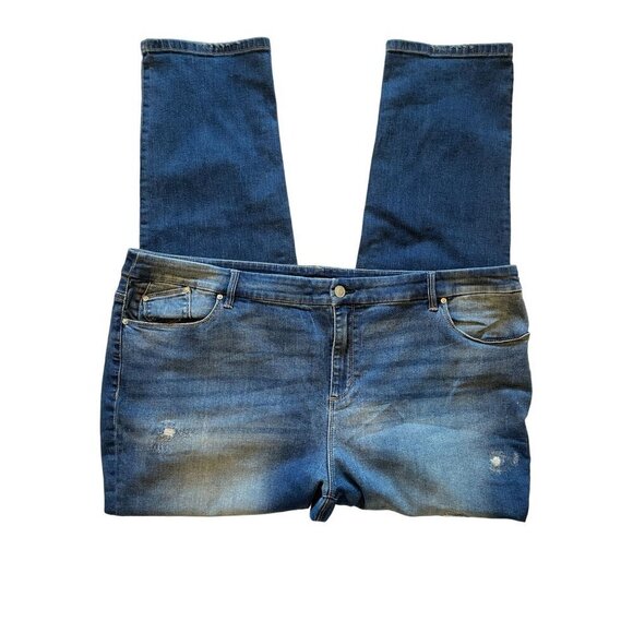 Chicos The Platinum Jegging Size 4 /US Sz XXL 22 Distressed Denim Jeans Stretchy - Picture 4 of 12